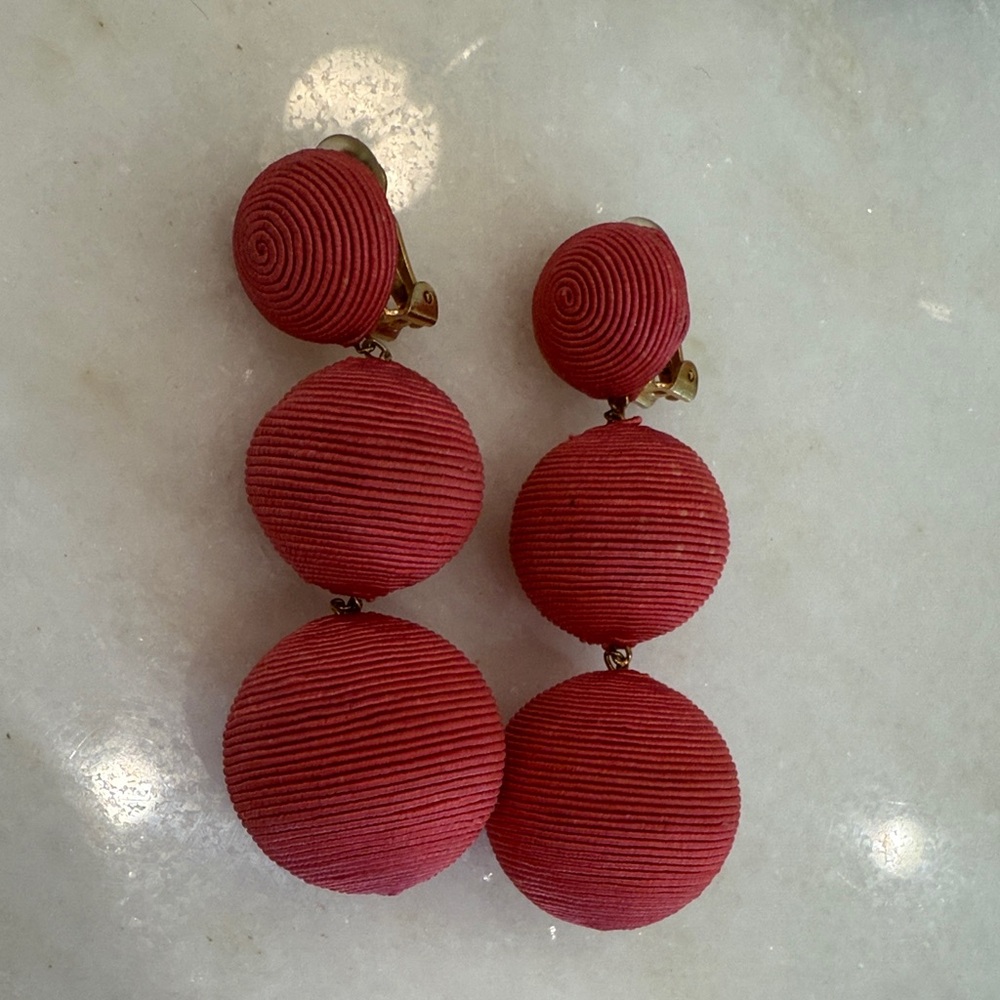 Elegant Red Ball Drop Earrings